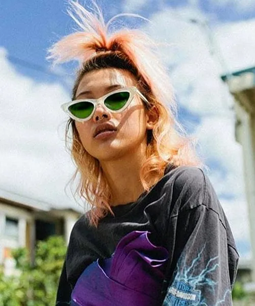 HOTSIE White/Green Cat-Eye Sunglasses sold by Giant Vintage product image thumbnail 4