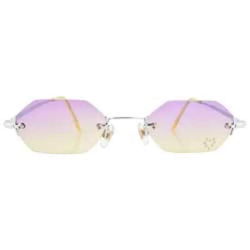MARY KATE Purple/Yellow Rimless Sunglasses sold by Giant Vintage