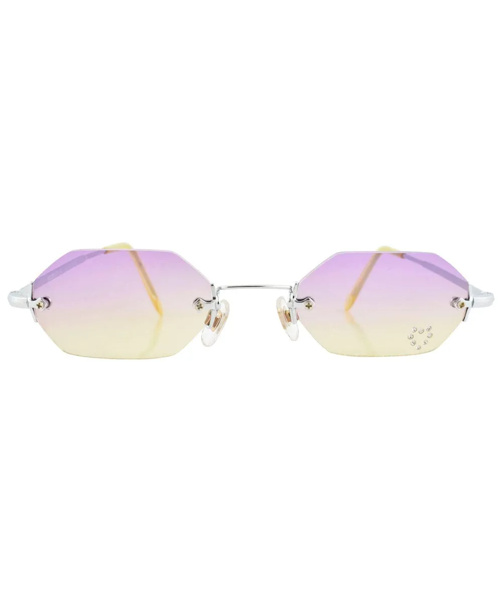 MARY KATE Purple/Yellow Rimless Sunglasses sold by Giant Vintage product image thumbnail 3