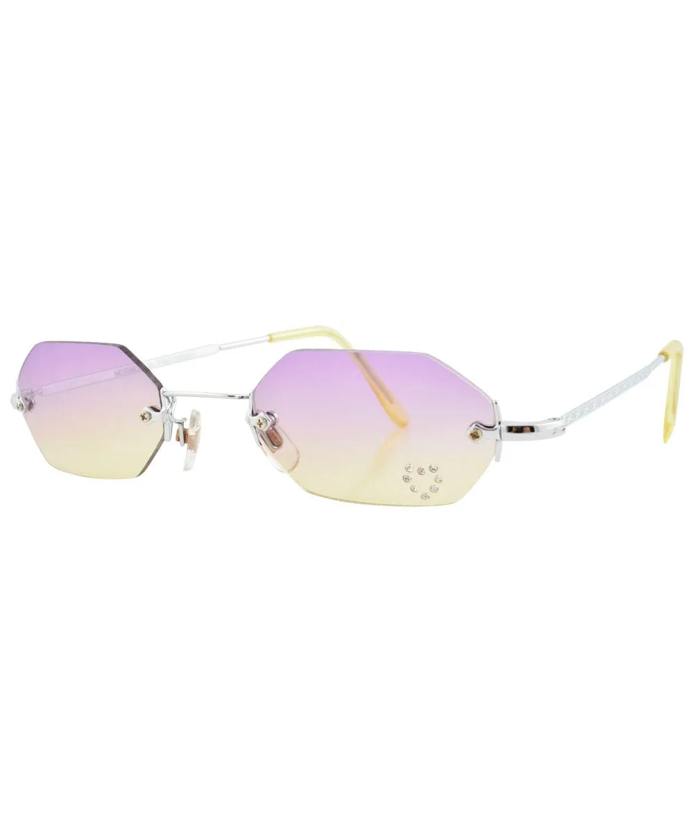 MARY KATE Purple/Yellow Rimless Sunglasses sold by Giant Vintage product image thumbnail 2