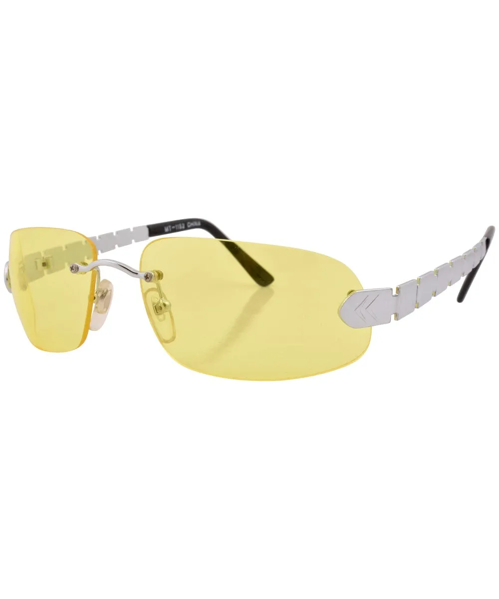 TAMPA Yellow Rimless Sunglasses sold by Giant Vintage product image thumbnail 2