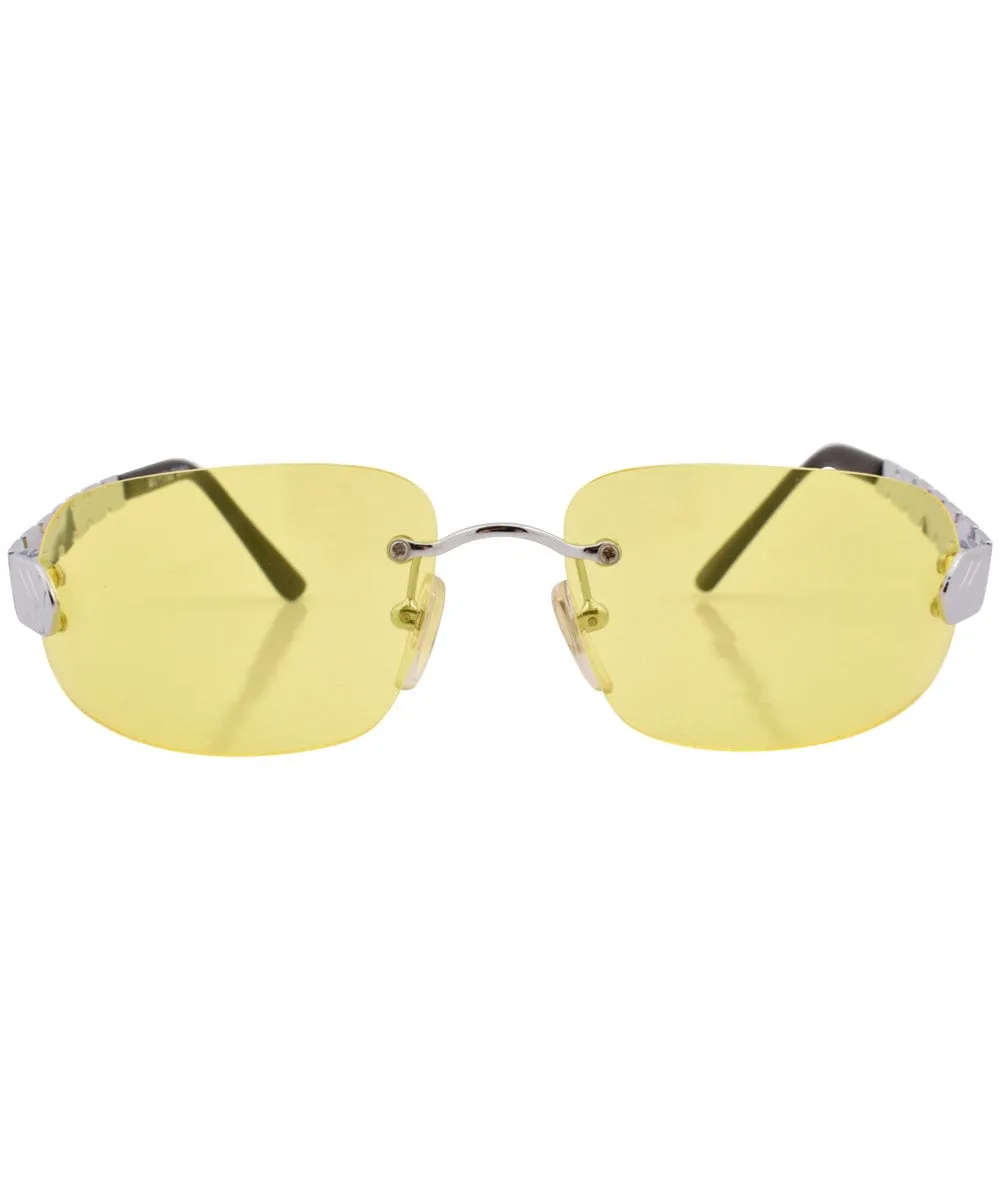 TAMPA Yellow Rimless Sunglasses sold by Giant Vintage product image thumbnail 3