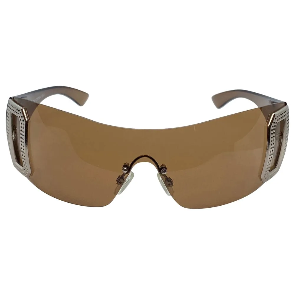 GHOSTED Brown Rimless Shield Sunglasses sold by Giant Vintage product image thumbnail 3