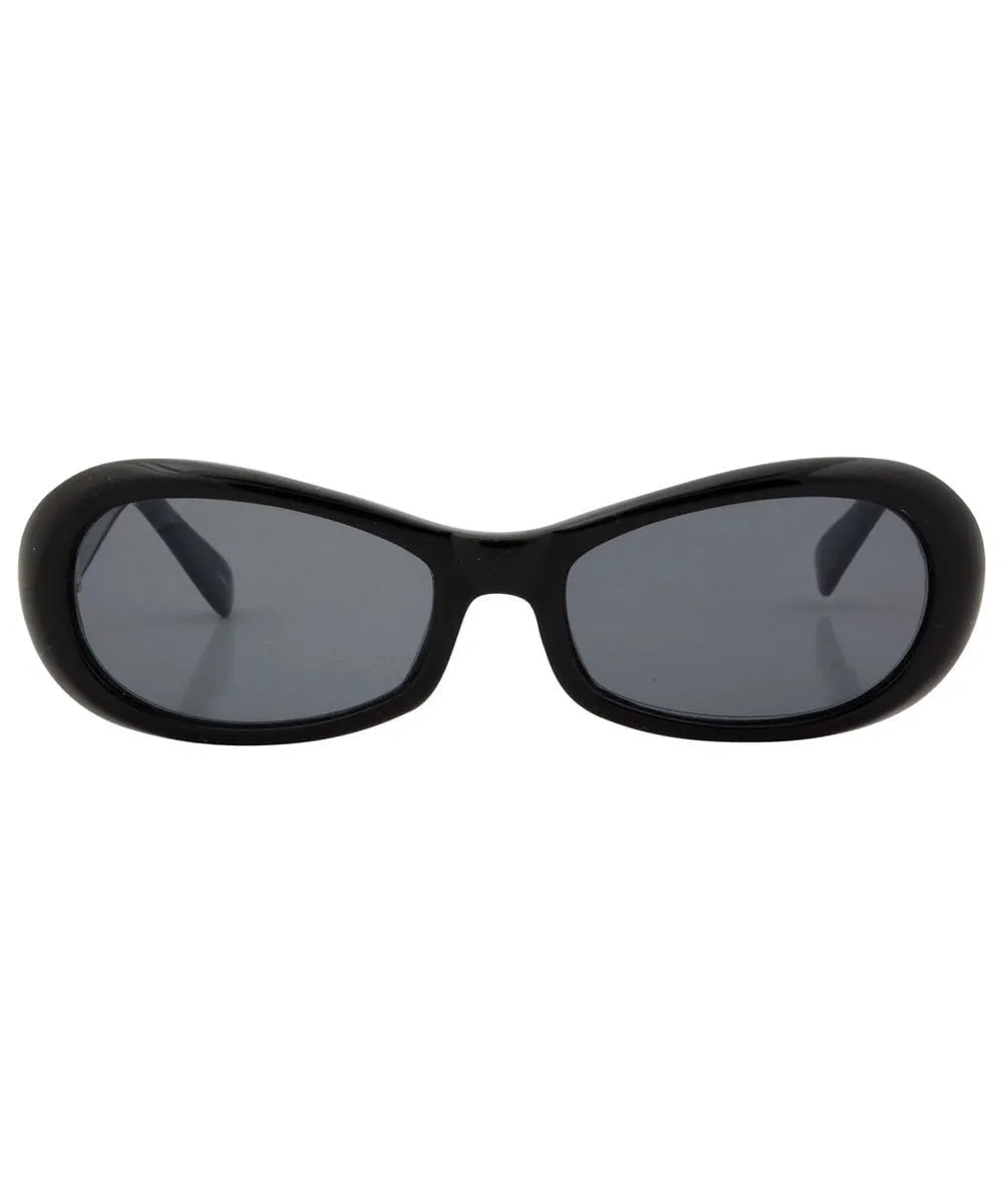 QUACKER Black Oval Sunglasses sold by Giant Vintage product image thumbnail 3