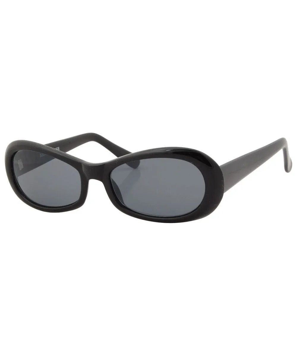 QUACKER Black Oval Sunglasses sold by Giant Vintage product image thumbnail 2