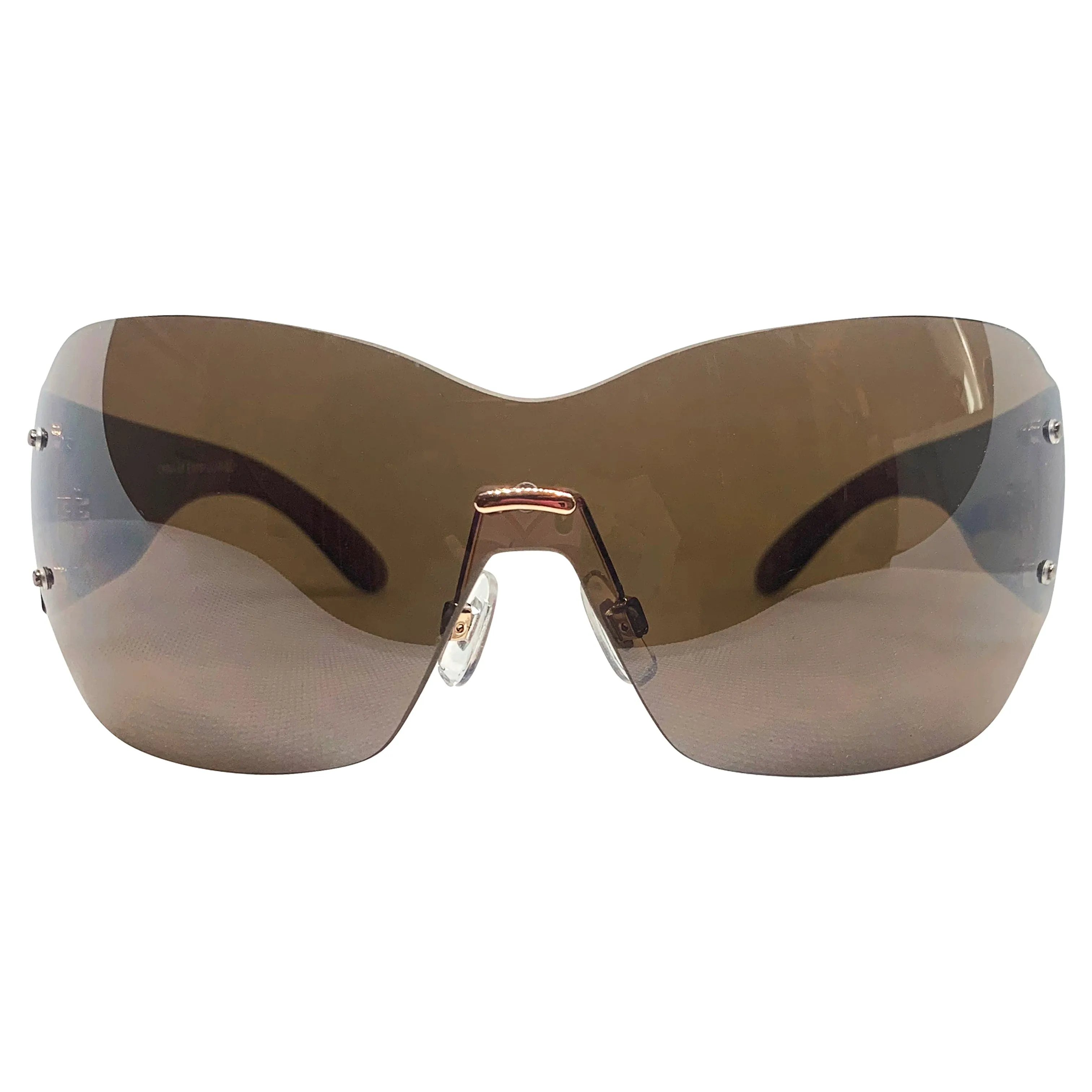 DAWN Tattoo Art Y2K Shield Sunglasses: Brown/Brown Eagles sold by Giant Vintage product image thumbnail 2