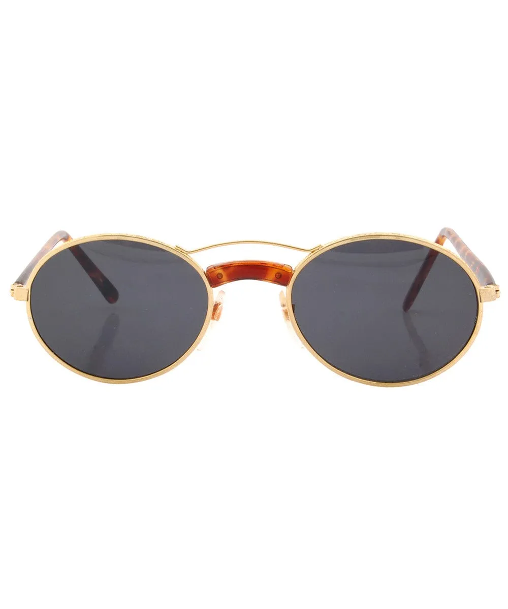 CHUNNEL Gold Round Sunglasses sold by Giant Vintage product image thumbnail 3