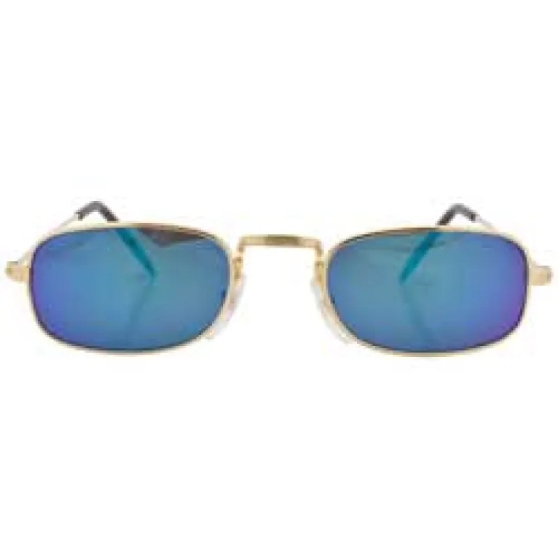 RAYS Gold/Blue Square Sunglasses sold by Giant Vintage