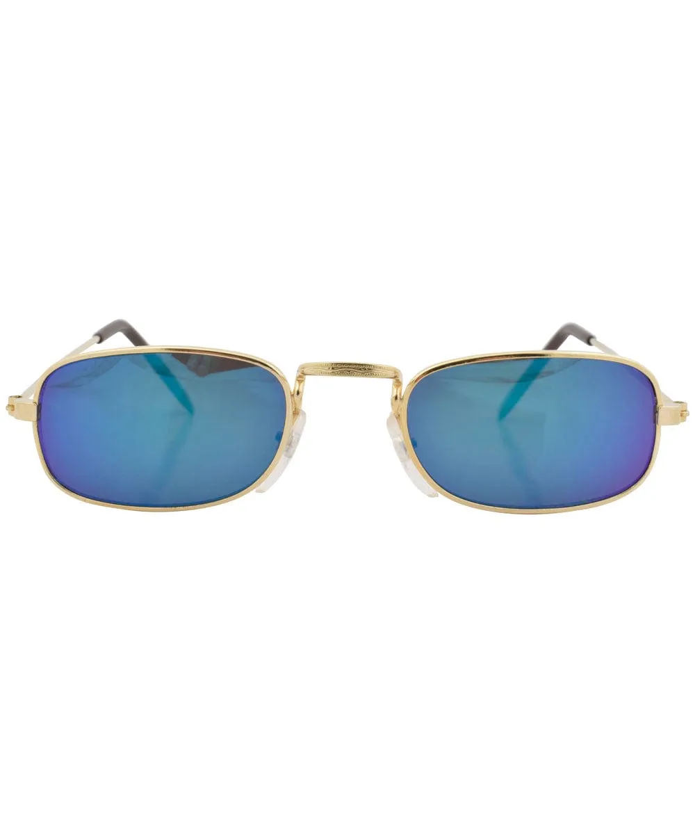 RAYS Gold/Blue Square Sunglasses sold by Giant Vintage product image thumbnail 3