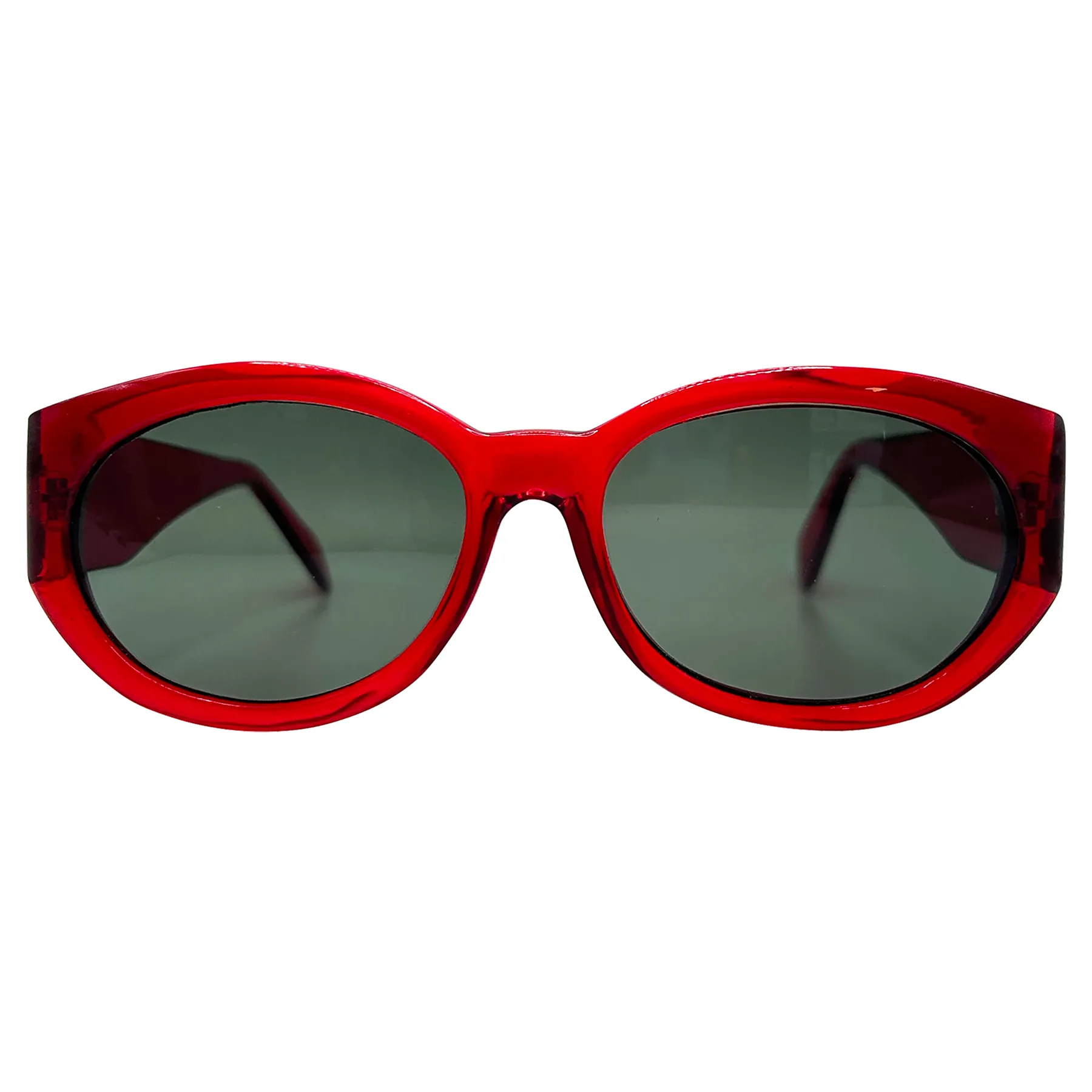 PUFF Red Round Mod Cat-Eye Sunglasses sold by Giant Vintage