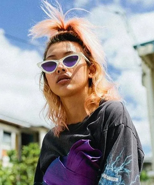 HOTSIE White/Purple Cat-Eye Sunglasses sold by Giant Vintage product image thumbnail 4