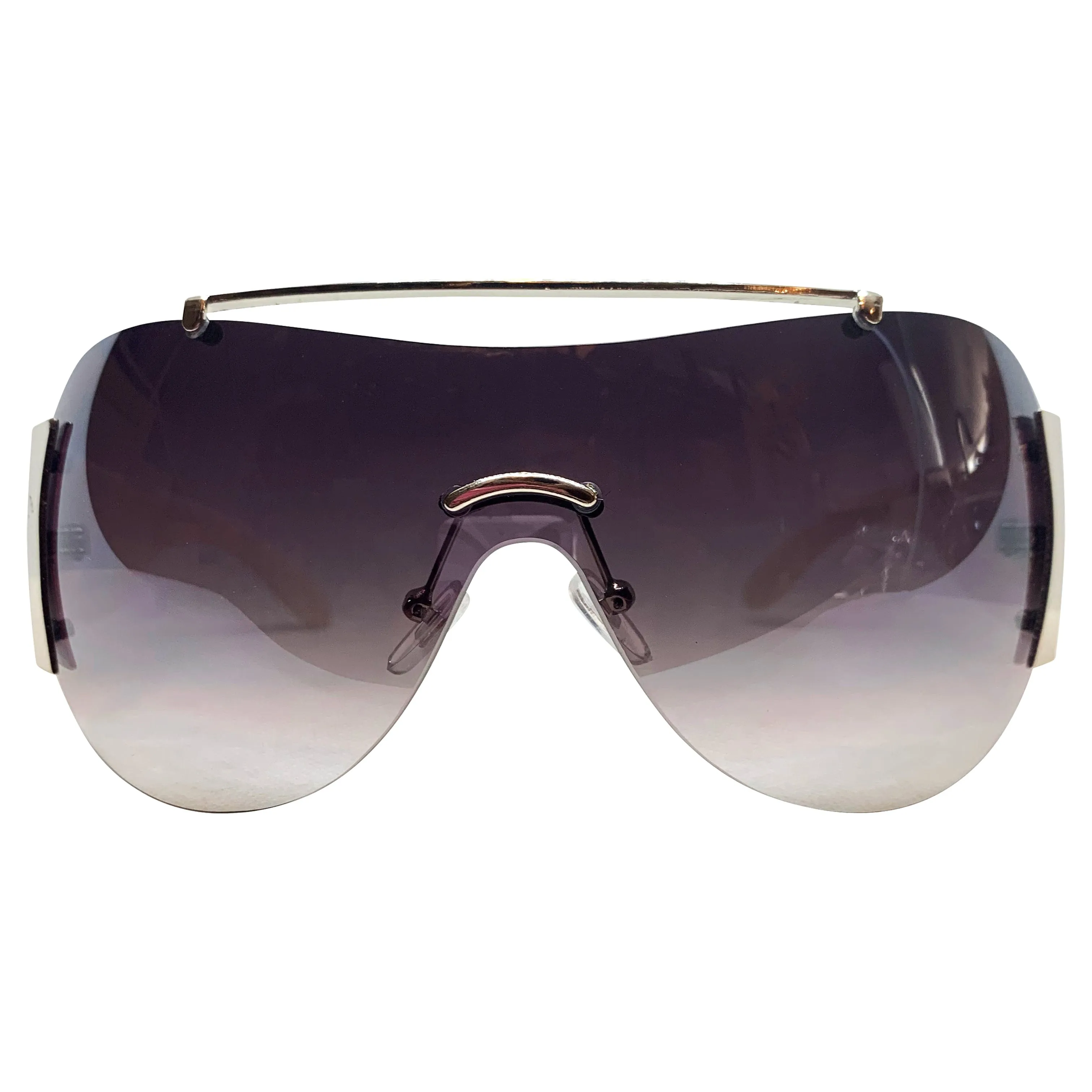 EDDY Y2K Tattoo Art Shield Sunglasses: White/Smoke Torch Skull sold by Giant Vintage product image thumbnail 2