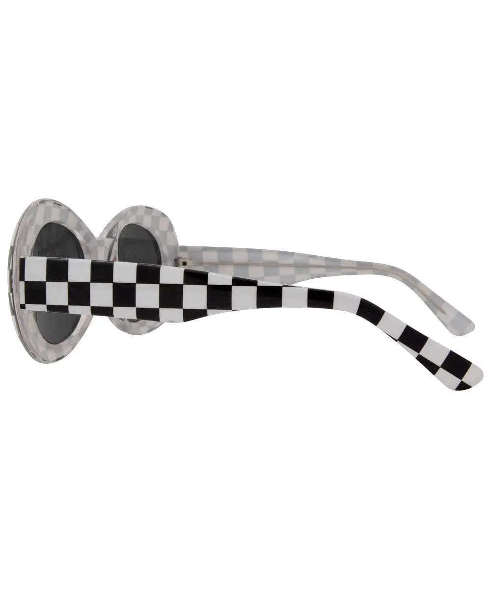 HEAVEN Hybrid/Checkers 90s Oval Sunglasses sold by Giant Vintage product image thumbnail 5