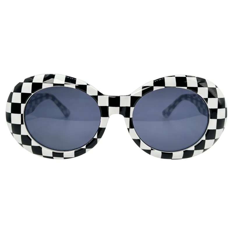 HEAVEN Hybrid/Checkers 90s Oval Sunglasses sold by Giant Vintage