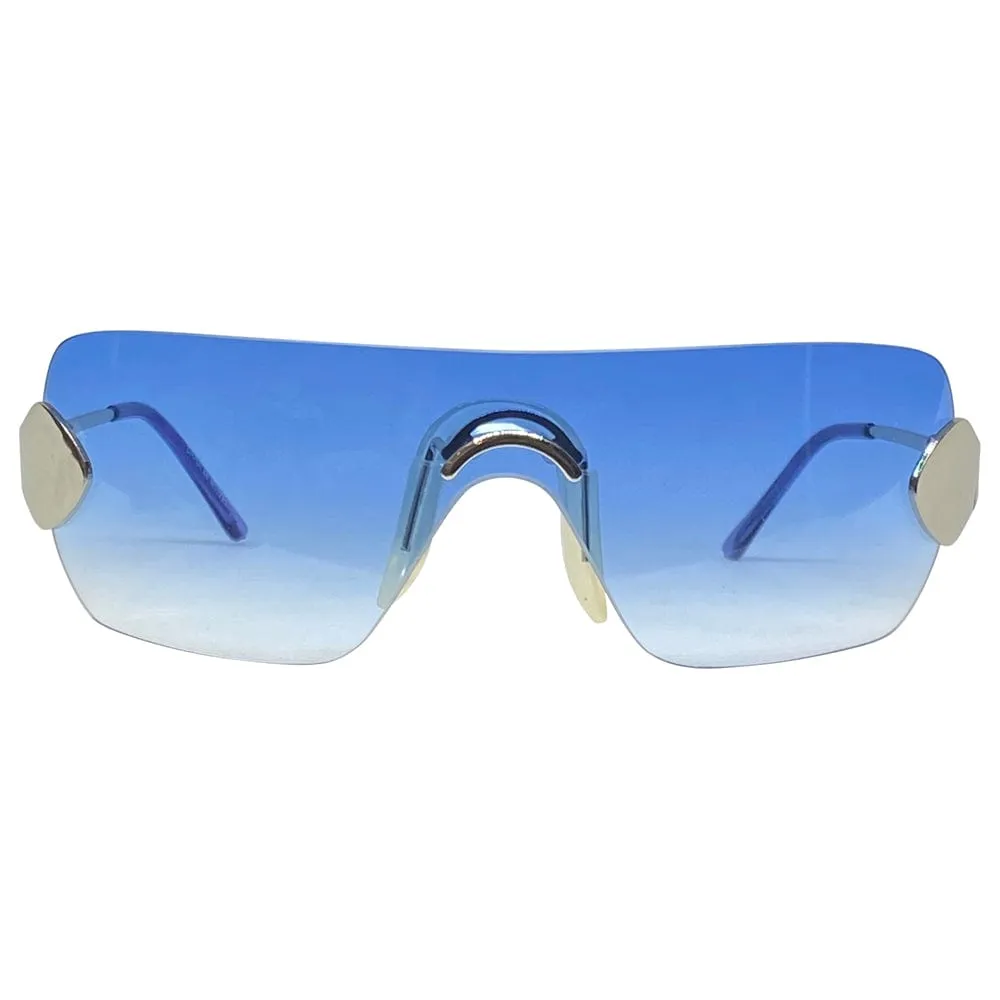 TONER Blue Y2K Rimless Sunglasses sold by Giant Vintage