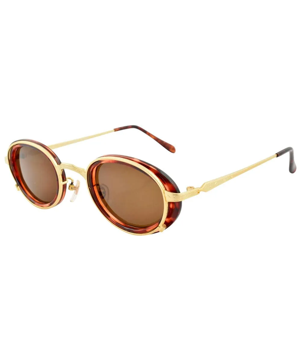 KAFKA Tortoise/Gold Oval Sunglasses sold by Giant Vintage product image thumbnail 2