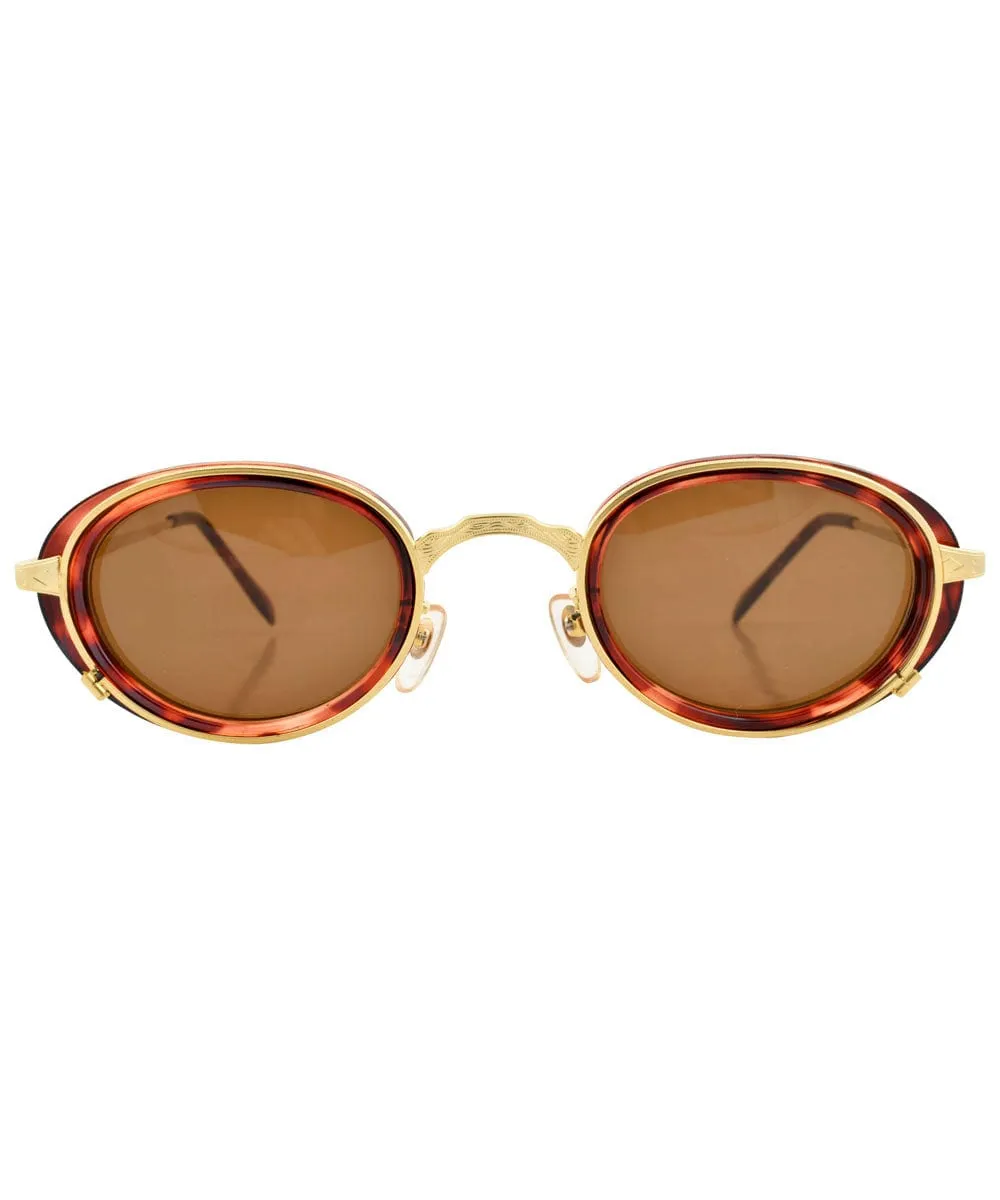 KAFKA Tortoise/Gold Oval Sunglasses sold by Giant Vintage product image thumbnail 3