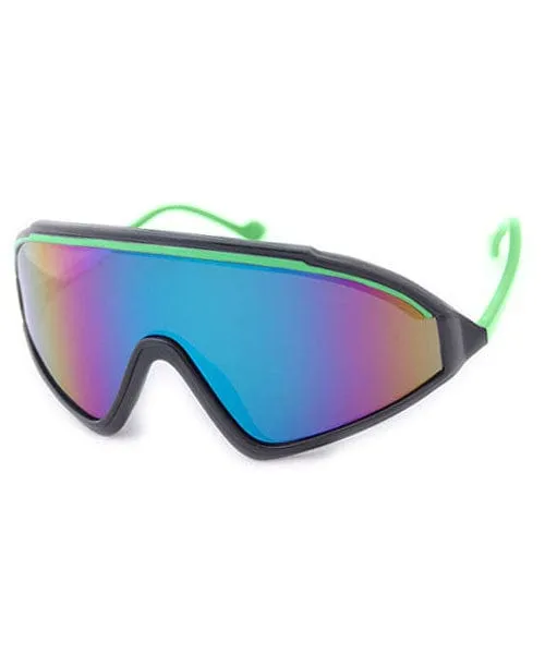 THE LIP Black/Green Shield Sunglasses sold by Giant Vintage product image thumbnail 2