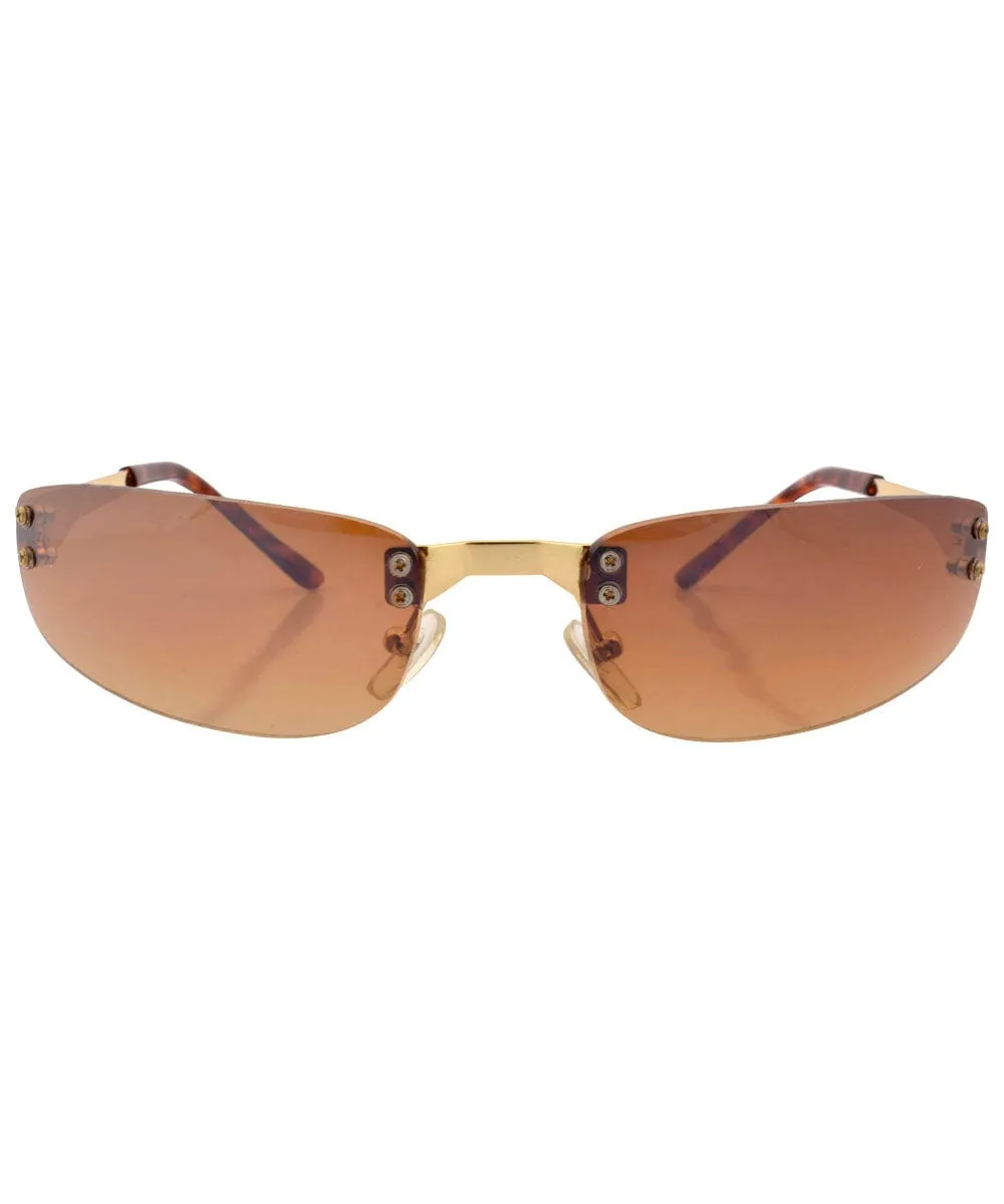 YOWZA Brown Rimless Sunglasses sold by Giant Vintage product image thumbnail 2