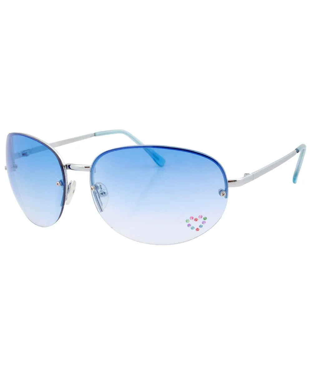 PARIS Blue/Silver Rimless Sunglasses sold by Giant Vintage product image thumbnail 2