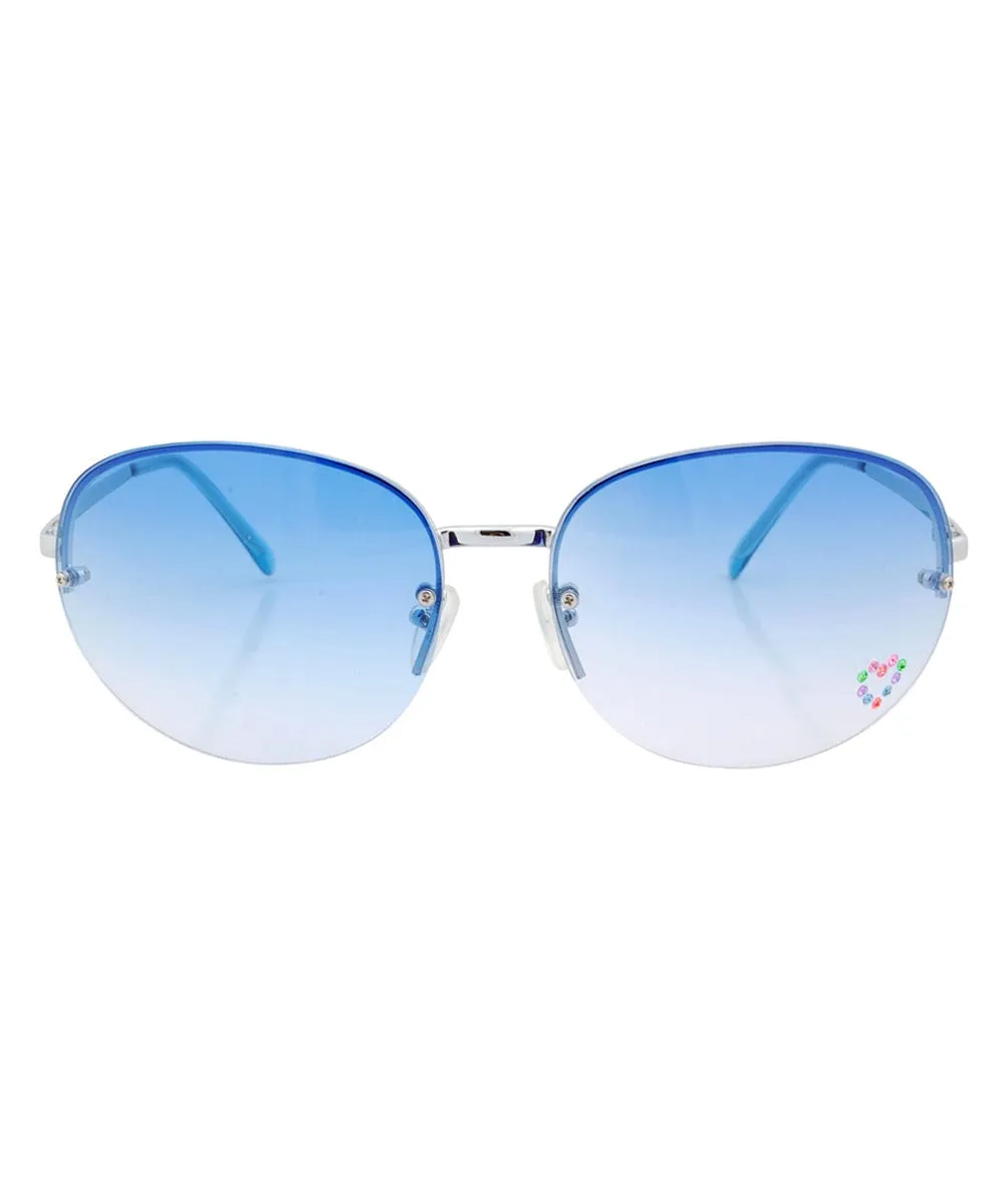 PARIS Blue/Silver Rimless Sunglasses sold by Giant Vintage product image thumbnail 3