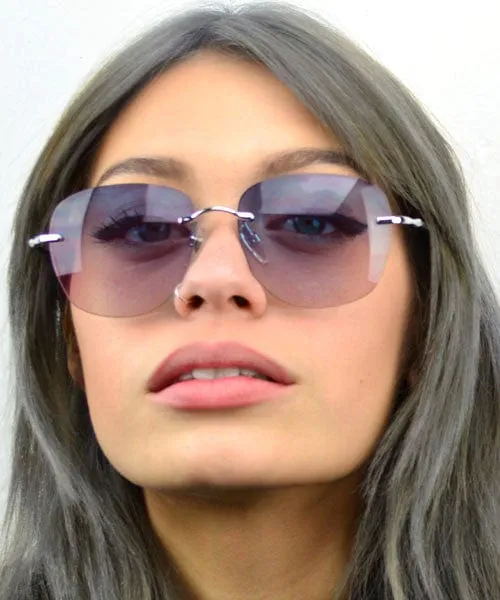 CELESTIAL Purple/Pink Rimless Sunglasses sold by Giant Vintage product image thumbnail 3