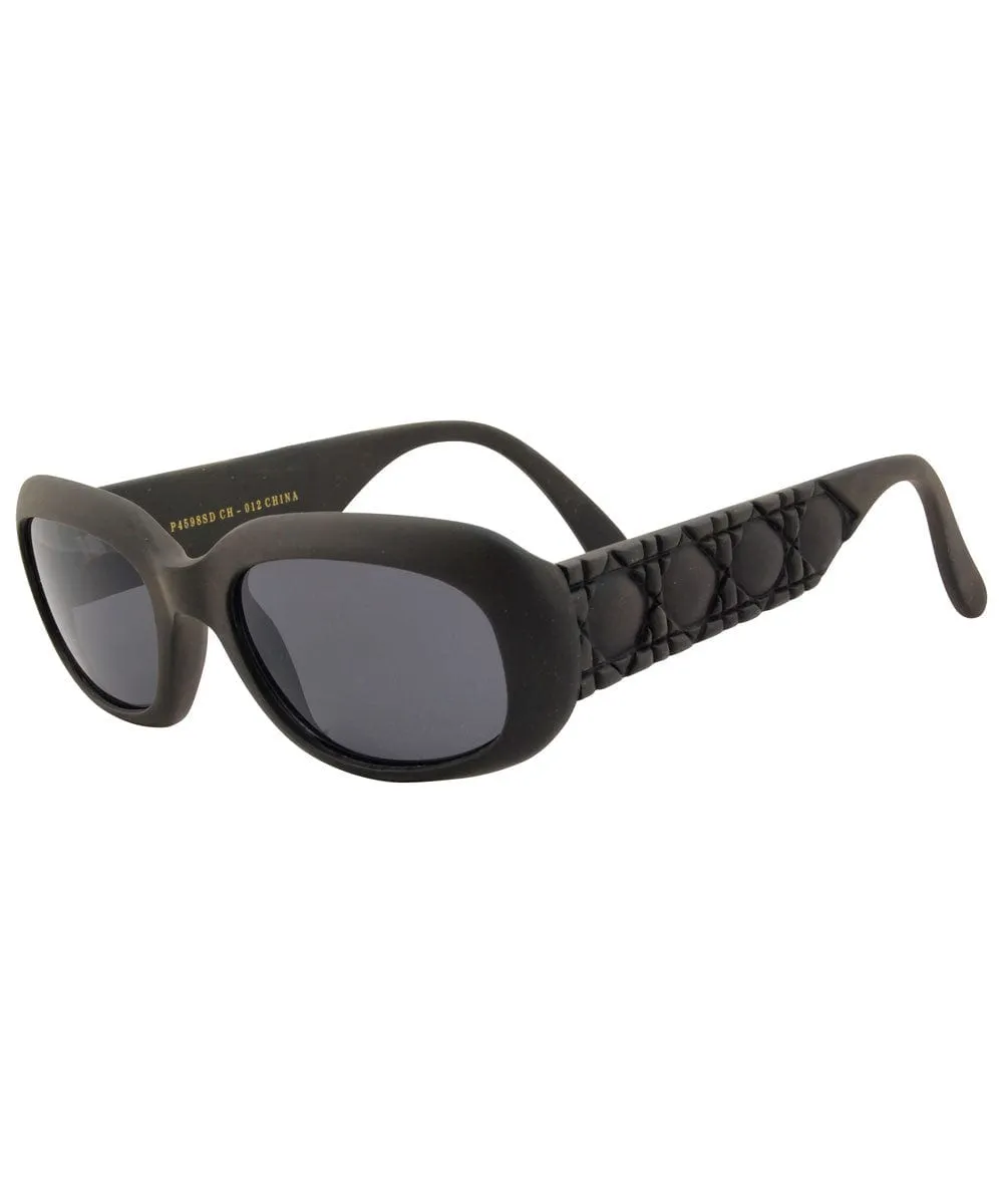 RAVE-UP Matte Black Mod Square Sunglasses sold by Giant Vintage