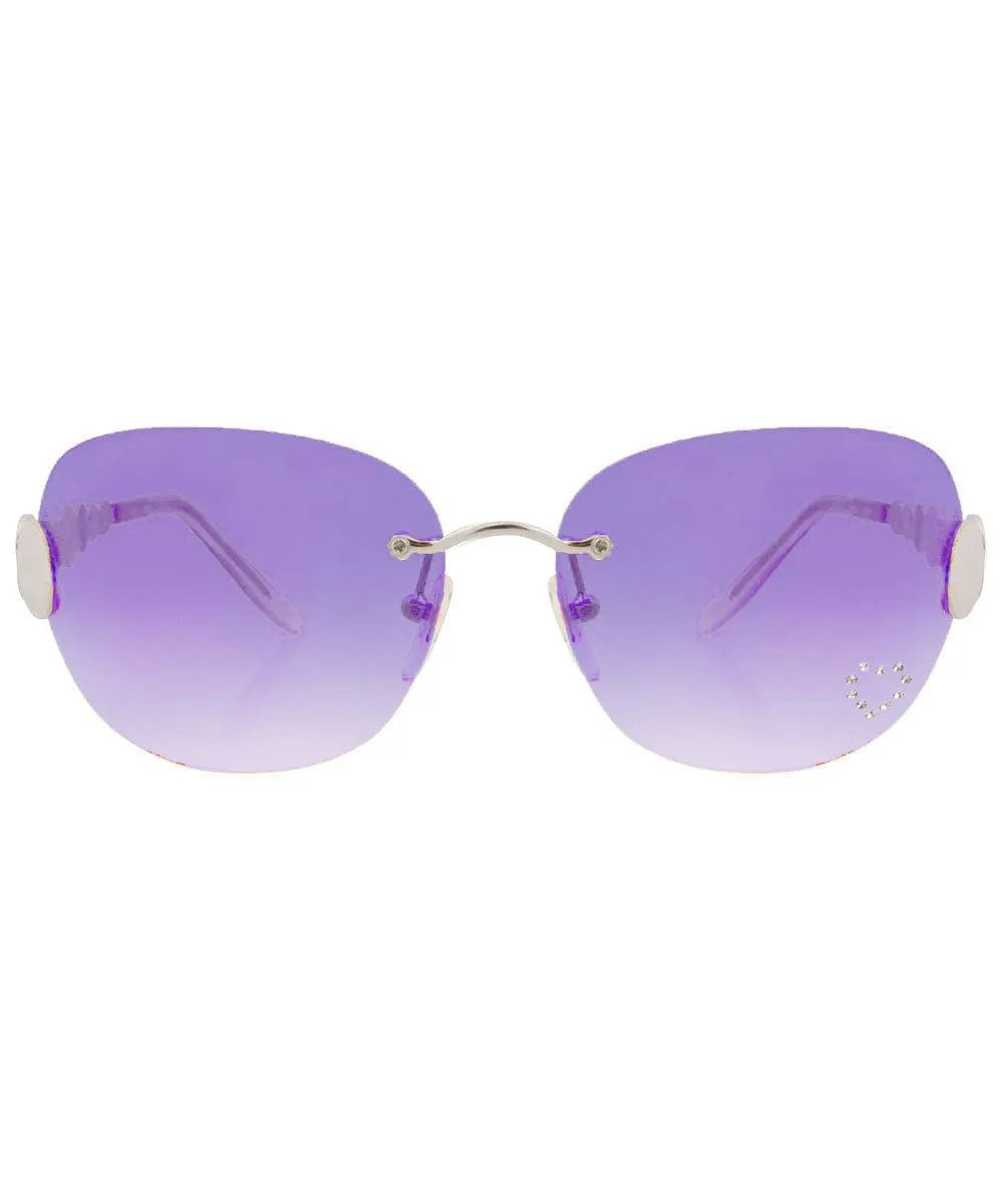 TASTY Purple/Heart Rimless Rhinestone Sunglasses sold by Giant Vintage product image thumbnail 3