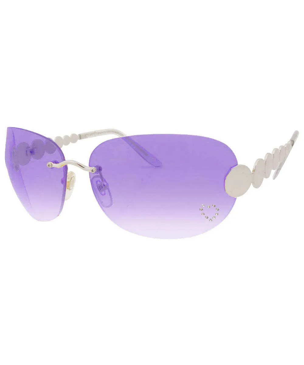 TASTY Purple/Heart Rimless Rhinestone Sunglasses sold by Giant Vintage product image thumbnail 2