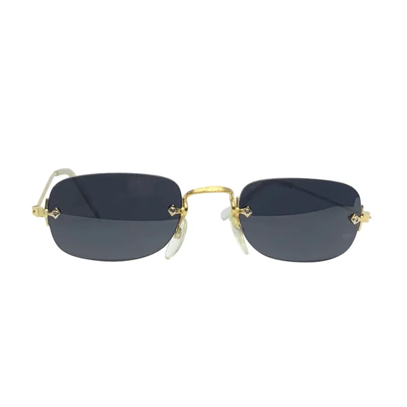 SOUP Rimless 90s Gold/Super Dark Sunglasses sold by Giant Vintage