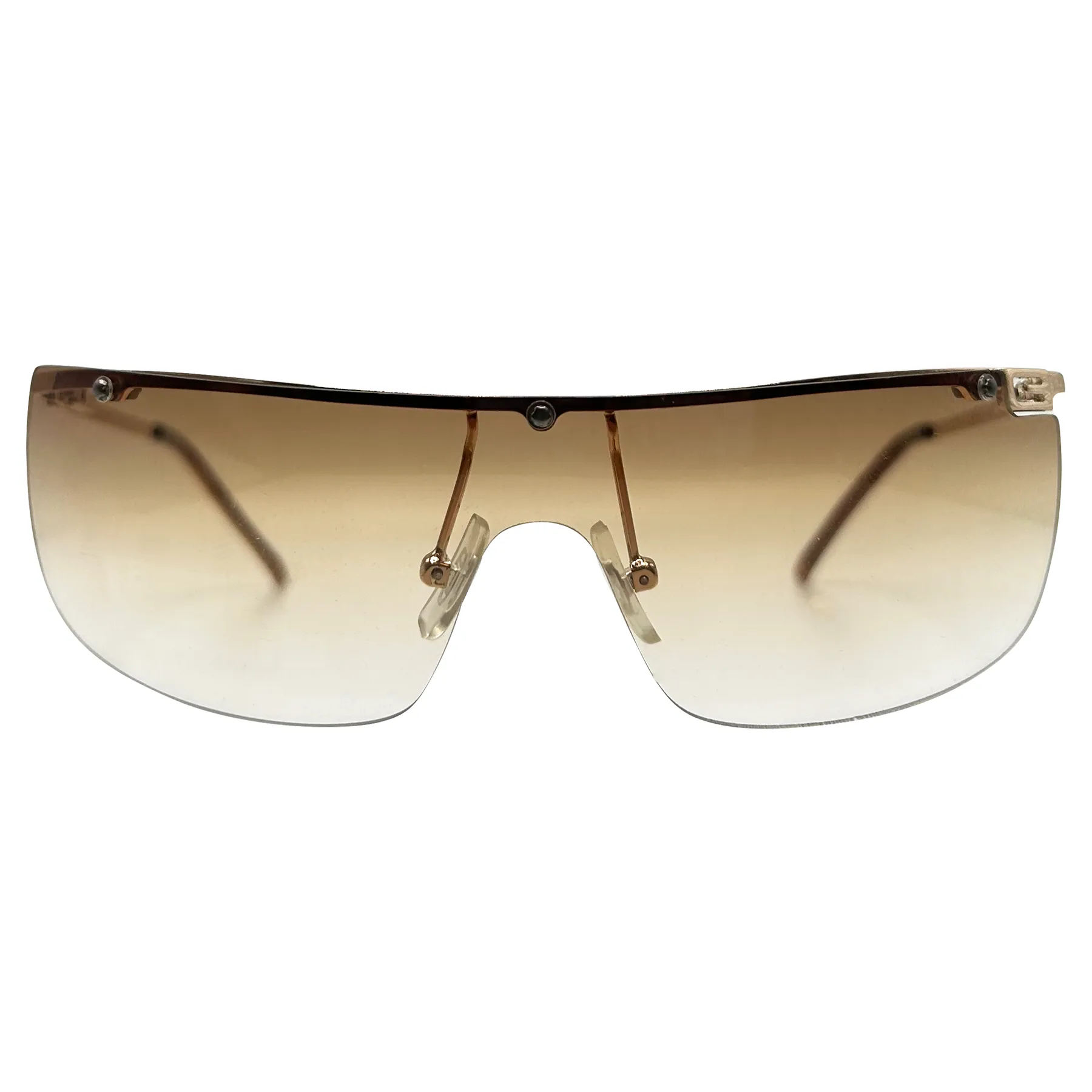 GiGi ALLEN Gold/Amber Y2k Rimless Sunglasses sold by Giant Vintage