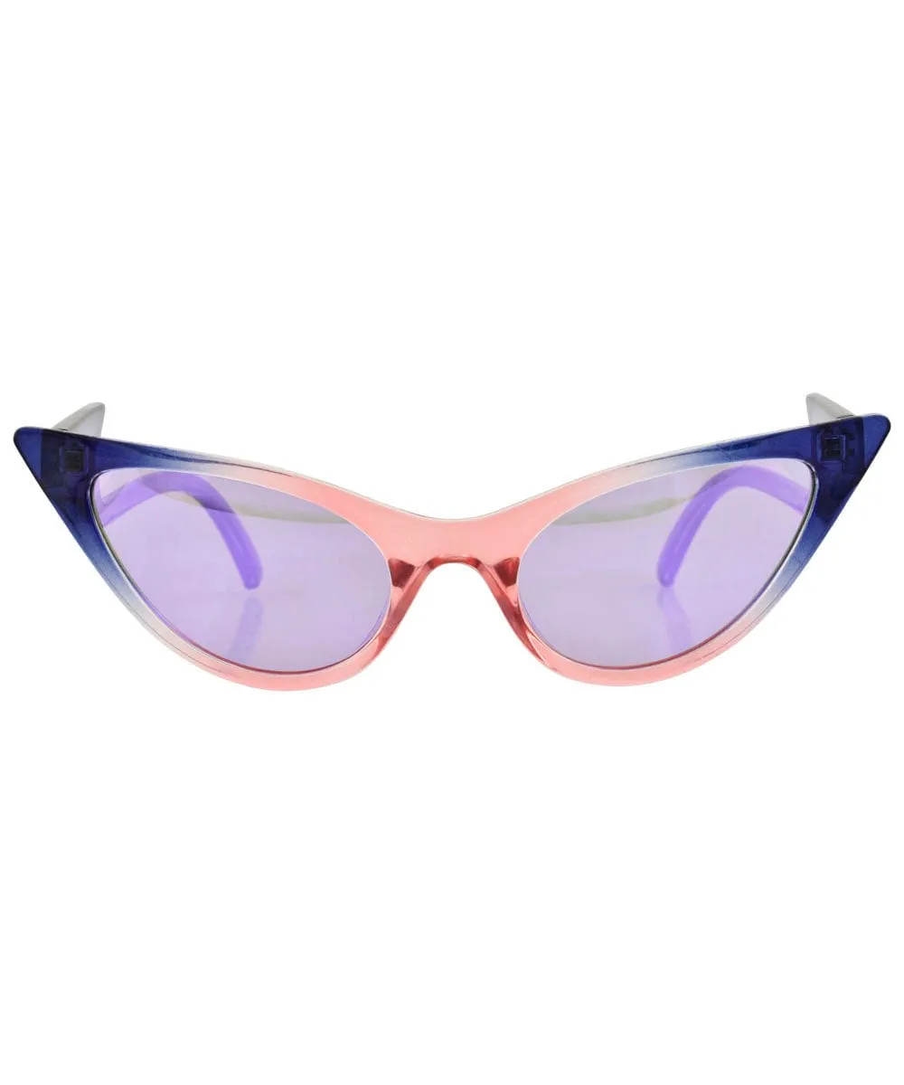 QUIZZY Blue/Pink Extreme Cat-Eye Sunglasses sold by Giant Vintage product image thumbnail 3