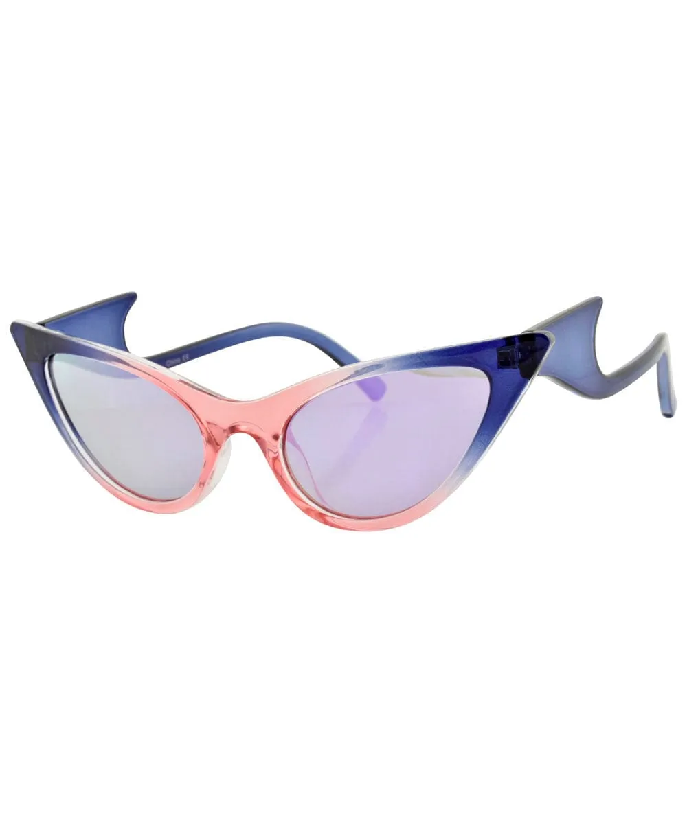 QUIZZY Blue/Pink Extreme Cat-Eye Sunglasses sold by Giant Vintage product image thumbnail 2