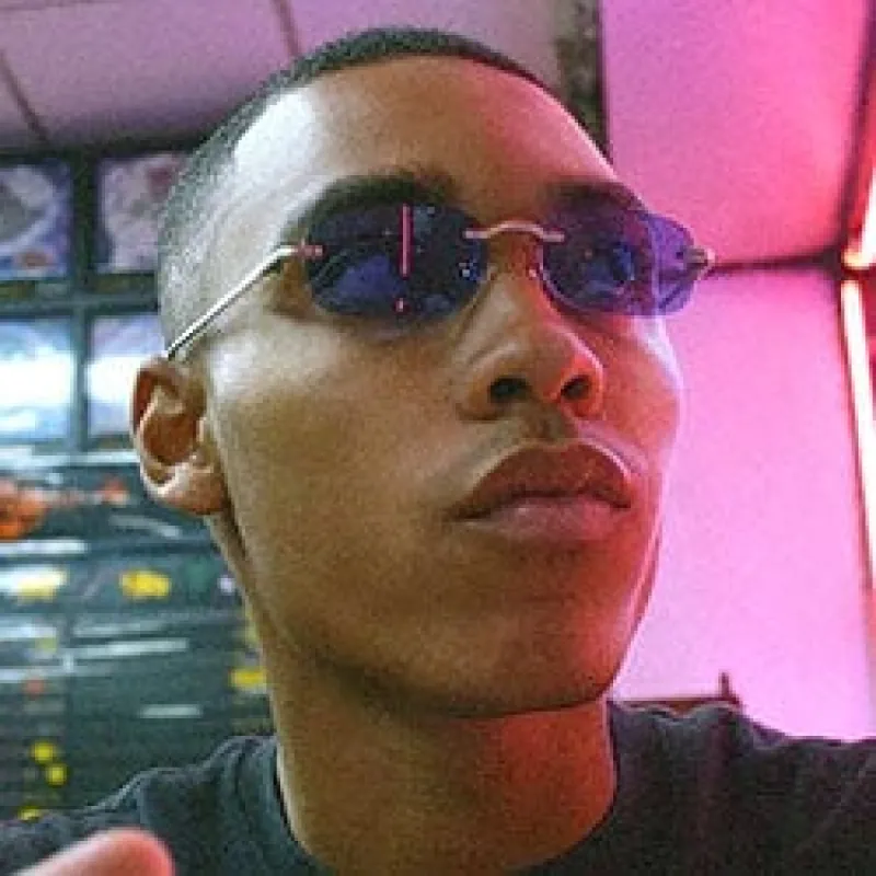 DEMITASSE Blue Rimless Sunglasses sold by Giant Vintage