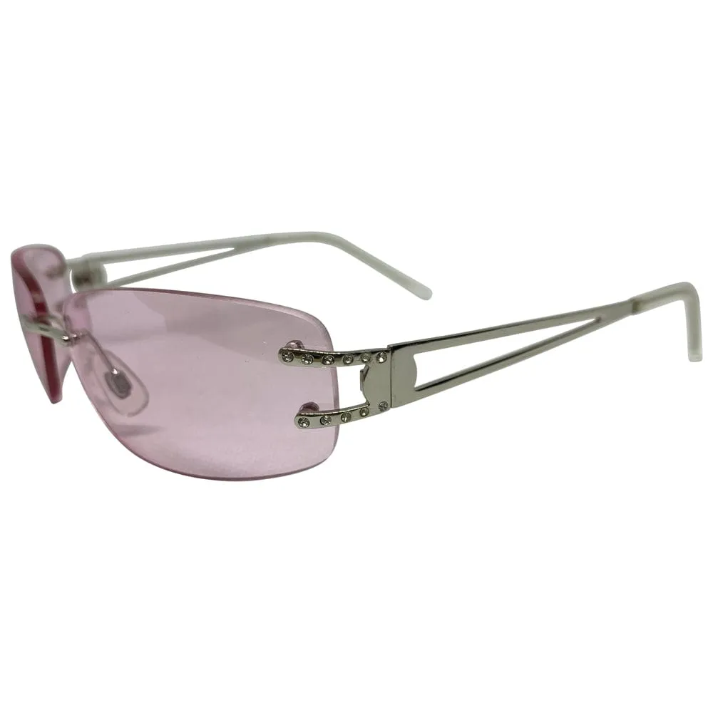 RITZ Pink Rimless Sunglasses sold by Giant Vintage product image thumbnail 2
