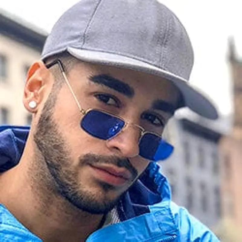 REFORM Blue/Gold Square Sunglasses sold by Giant Vintage