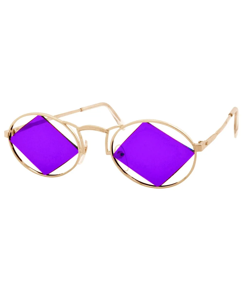 LOVECRAFT Purple/Gold Freaky Oval Sunglasses sold by Giant Vintage product image thumbnail 2