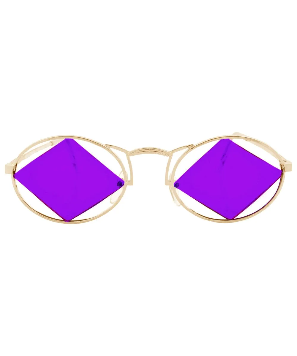 LOVECRAFT Purple/Gold Freaky Oval Sunglasses sold by Giant Vintage product image thumbnail 3
