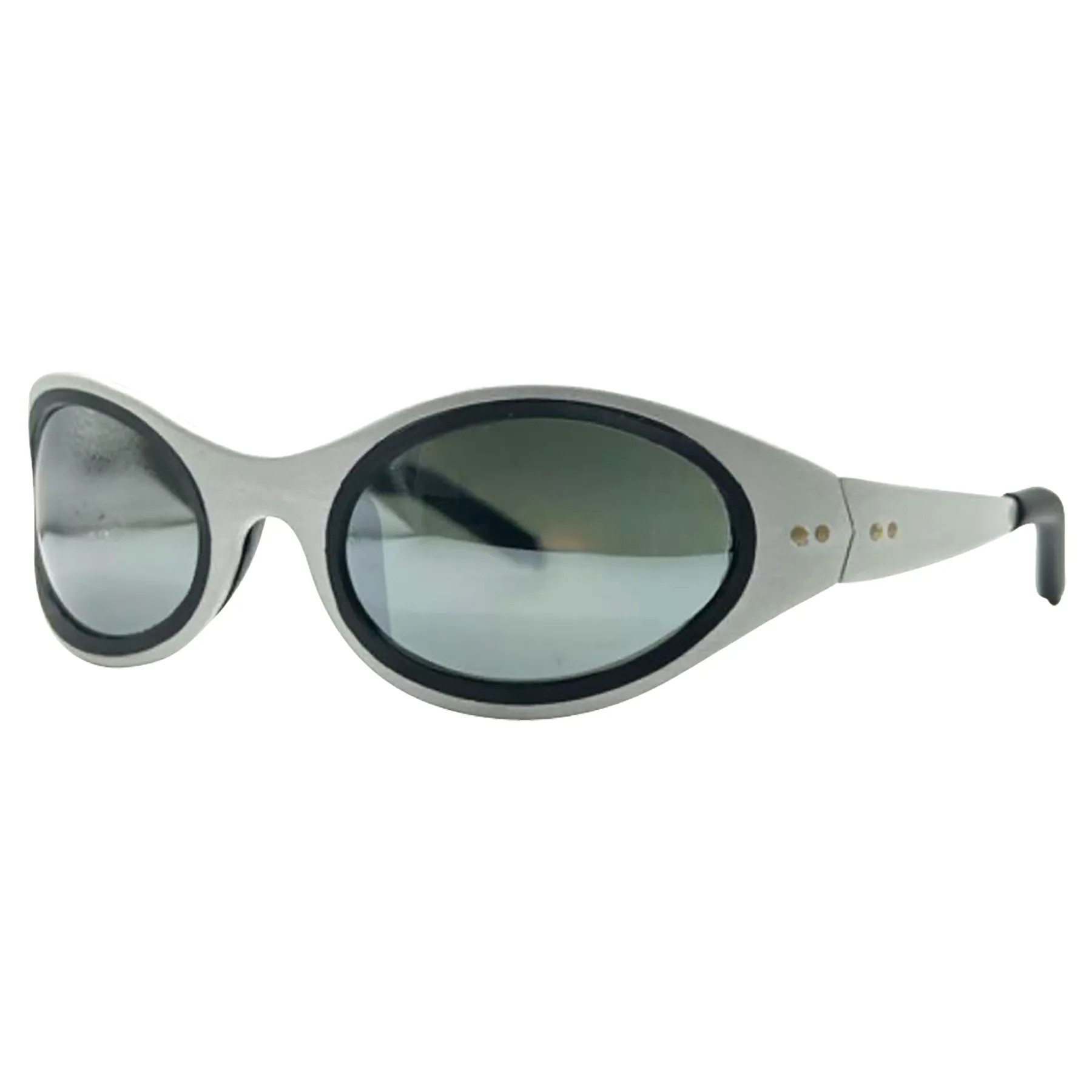 BUGZ Round Futuristic Wraparound Sunglasses *As Seen On: Emma Chamberlain* sold by Giant Vintage product image thumbnail 2