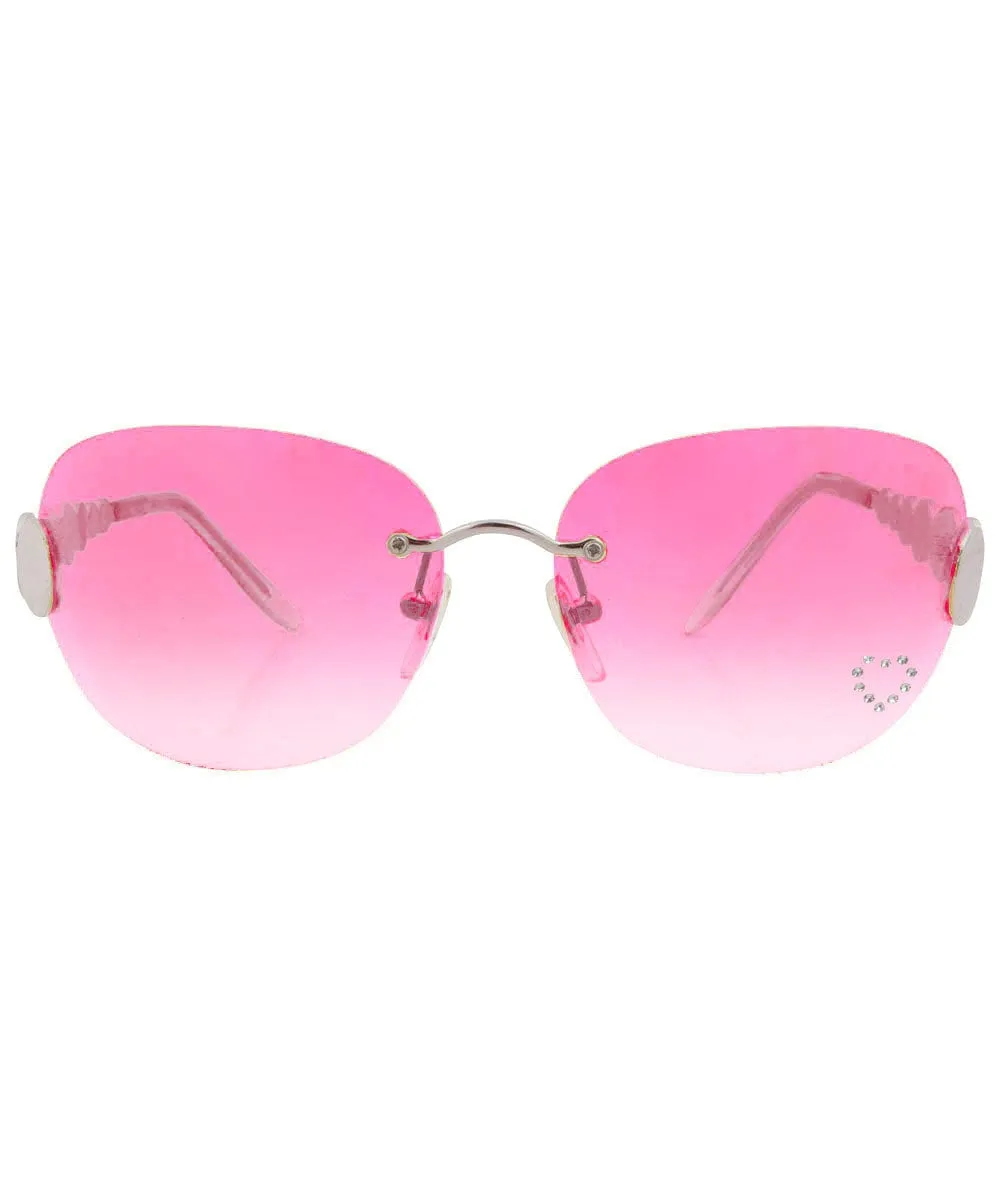 TASTY Pink/Heart Rimless Rhinestone Sunglasses sold by Giant Vintage product image thumbnail 3