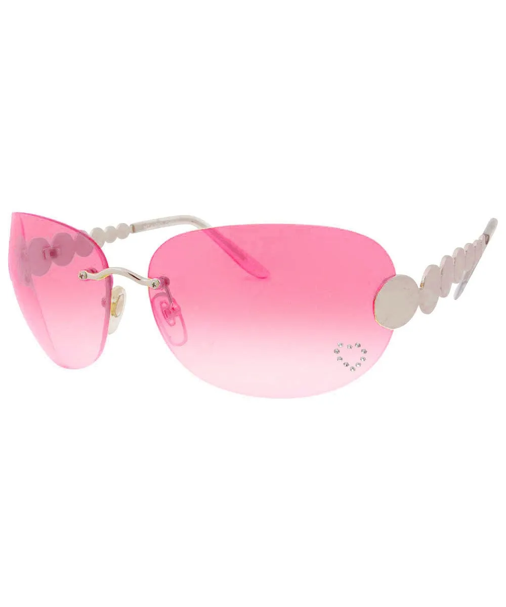 TASTY Pink/Heart Rimless Rhinestone Sunglasses sold by Giant Vintage product image thumbnail 2