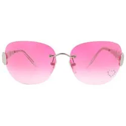 TASTY Pink/Heart Rimless Rhinestone Sunglasses sold by Giant Vintage