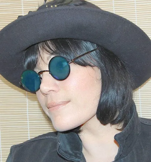 MOON Black/Aqua Round Sunglasses sold by Giant Vintage product image thumbnail 3