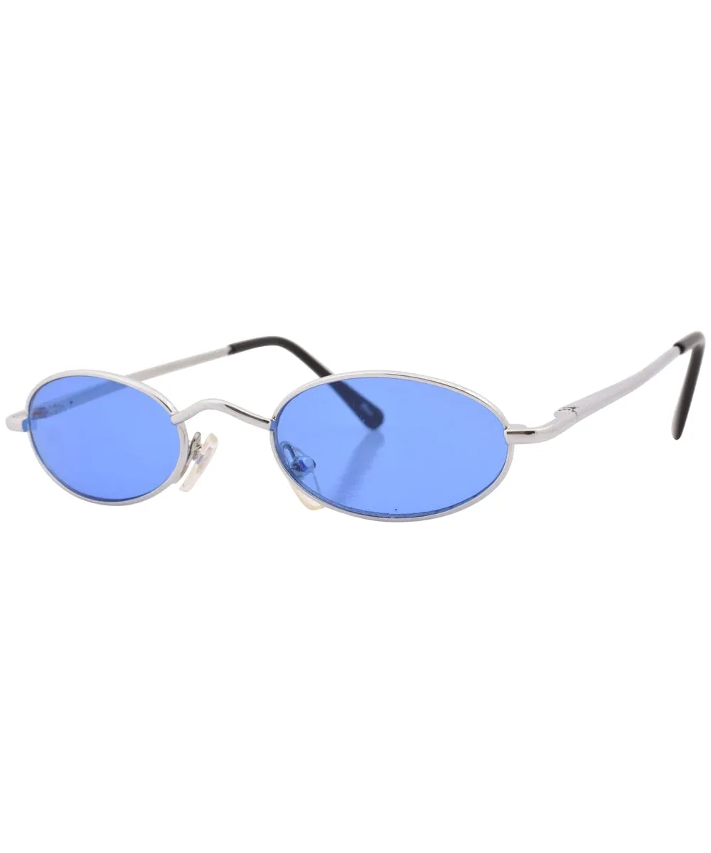 LOZENGE Blue/Silver Oval Sunglasses sold by Giant Vintage product image thumbnail 2