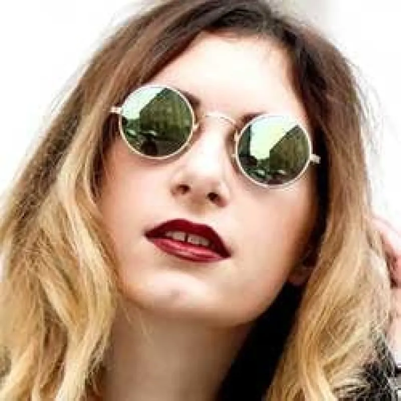 MOON Gold/Green Round Sunglasses sold by Giant Vintage