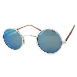 MOON Silver/Aqua Round Sunglasses sold by Giant Vintage