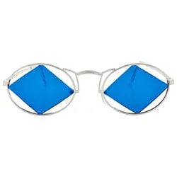 LOVECRAFT Blue/Silver Oval Sunglasses sold by Giant Vintage