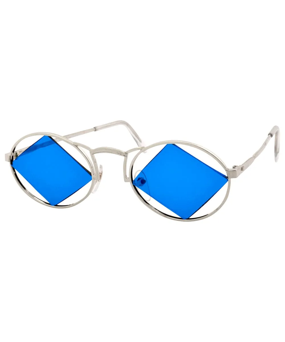 LOVECRAFT Blue/Silver Oval Sunglasses sold by Giant Vintage product image thumbnail 2