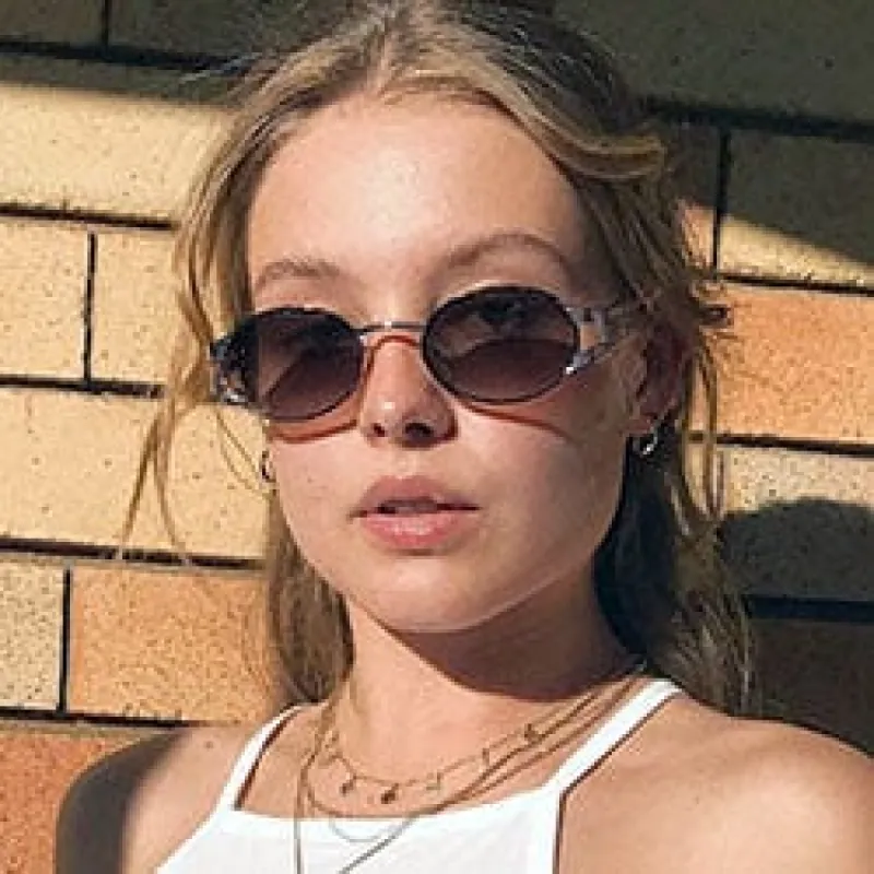 POSE Gunmetal Oval Sunglasses sold by Giant Vintage