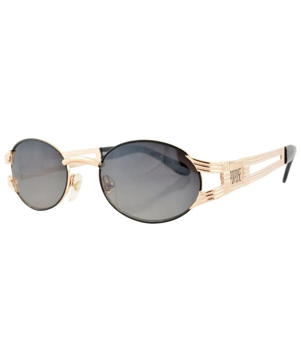 POSE Gold/Black Oval Sunglasses sold by Giant Vintage product image thumbnail 2